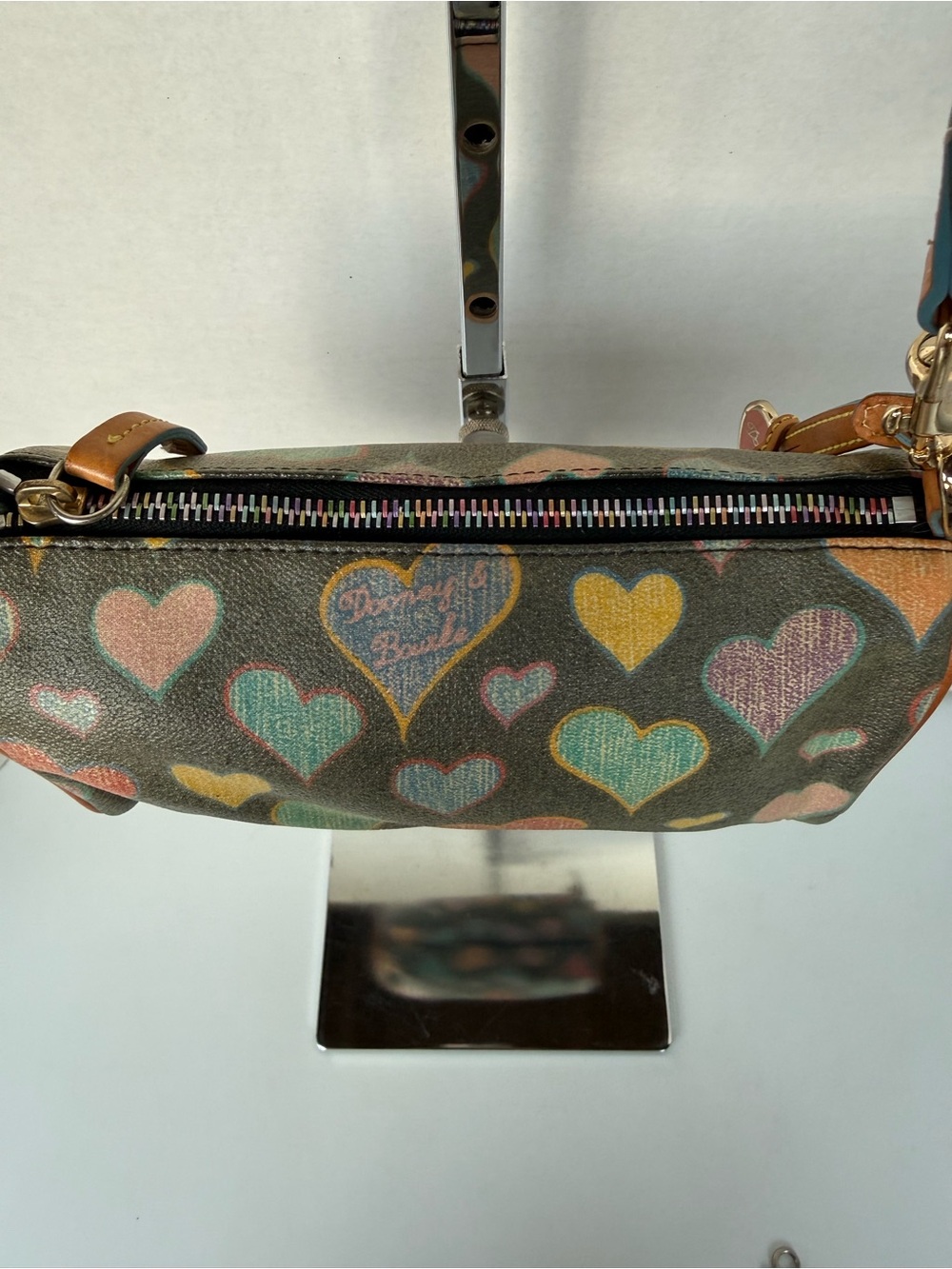 Dooney & Bourke Crayon Hearts Mini Barrel Handbag Bag Charm Black Multicolor - Picture 3 of 11